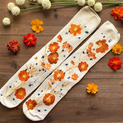Eco-Printed Floral Socks
