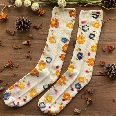 Eco-Printed Floral Socks